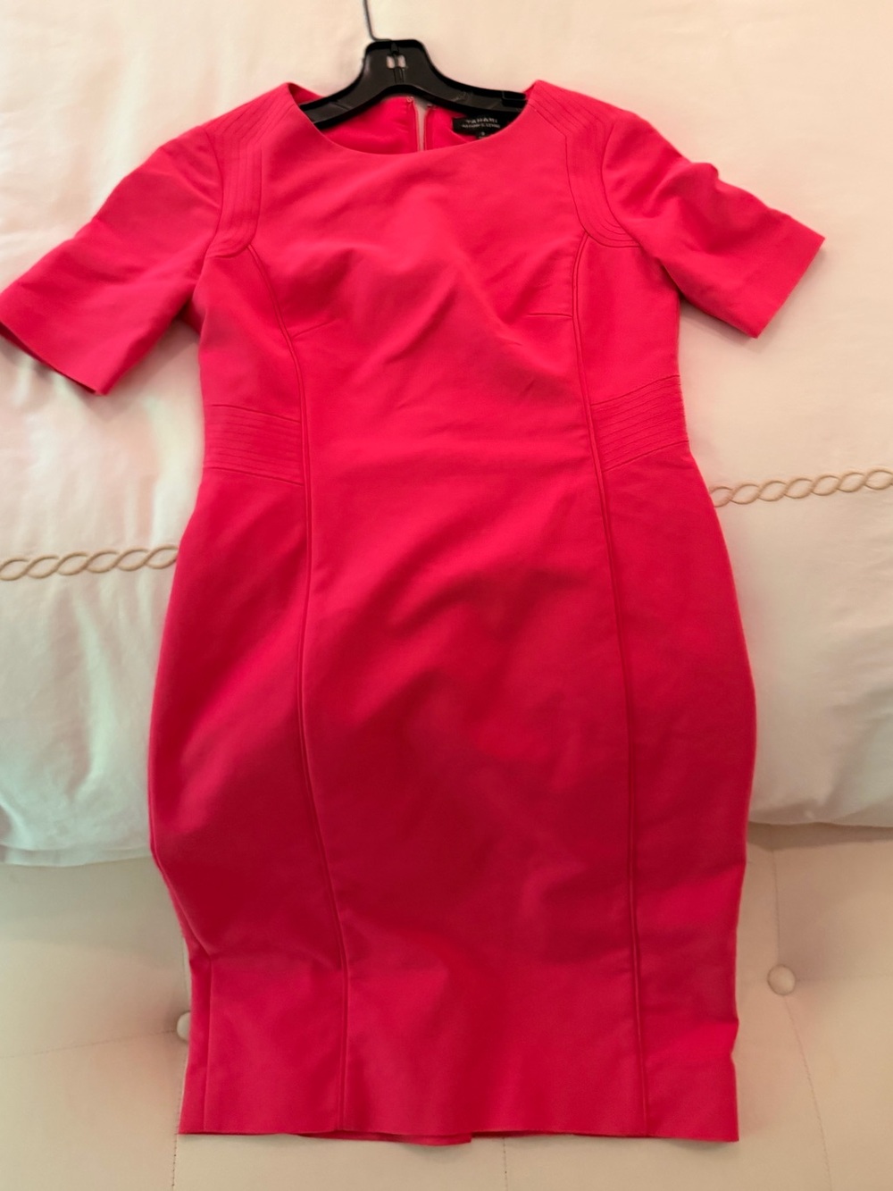 Tahari Short-Sleeve Fuchsia Sheath Dress